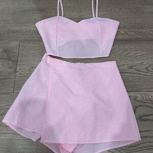 Purr Melrose Pink Mini two piece Skirt Asymmetrical Cocktail